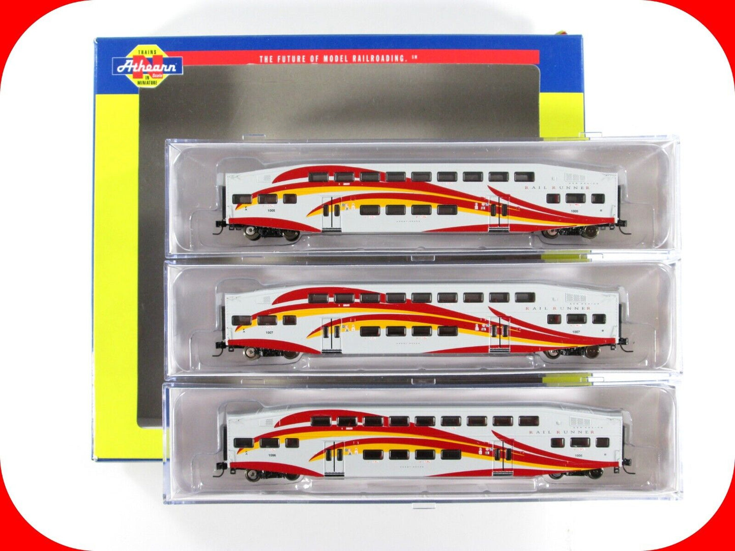 N Scale NEW MEXICO RAIL RUNNER Bombardier Coaches 1005,1006,1007 - Athearn 10176