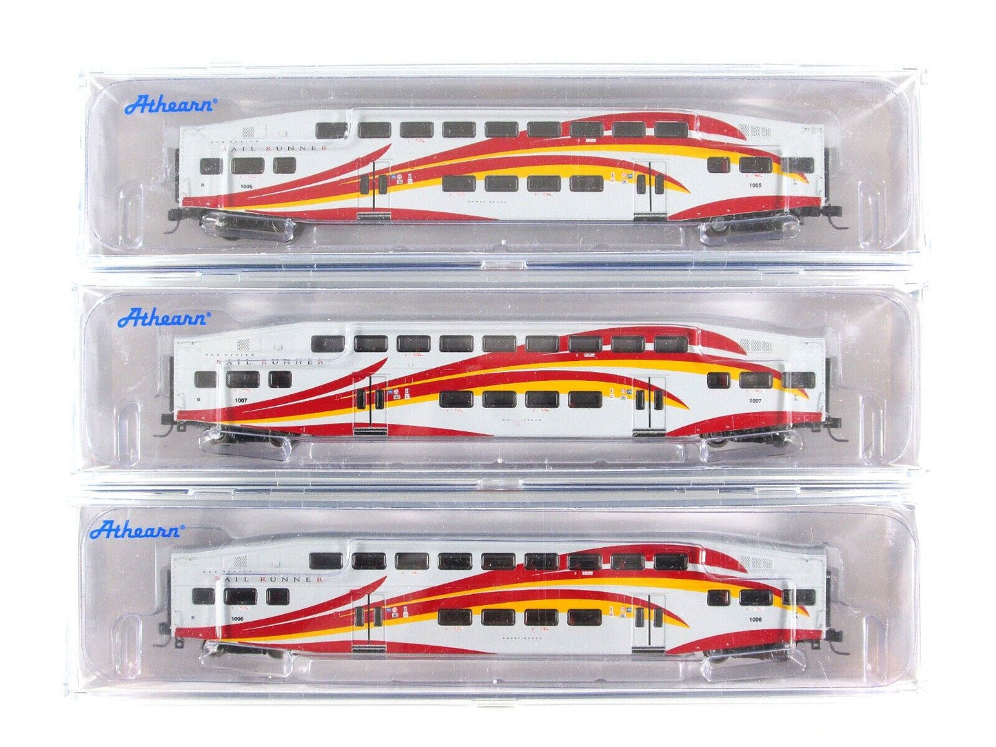 N Scale NEW MEXICO RAIL RUNNER Bombardier Coaches 1005,1006,1007 - Athearn 10176