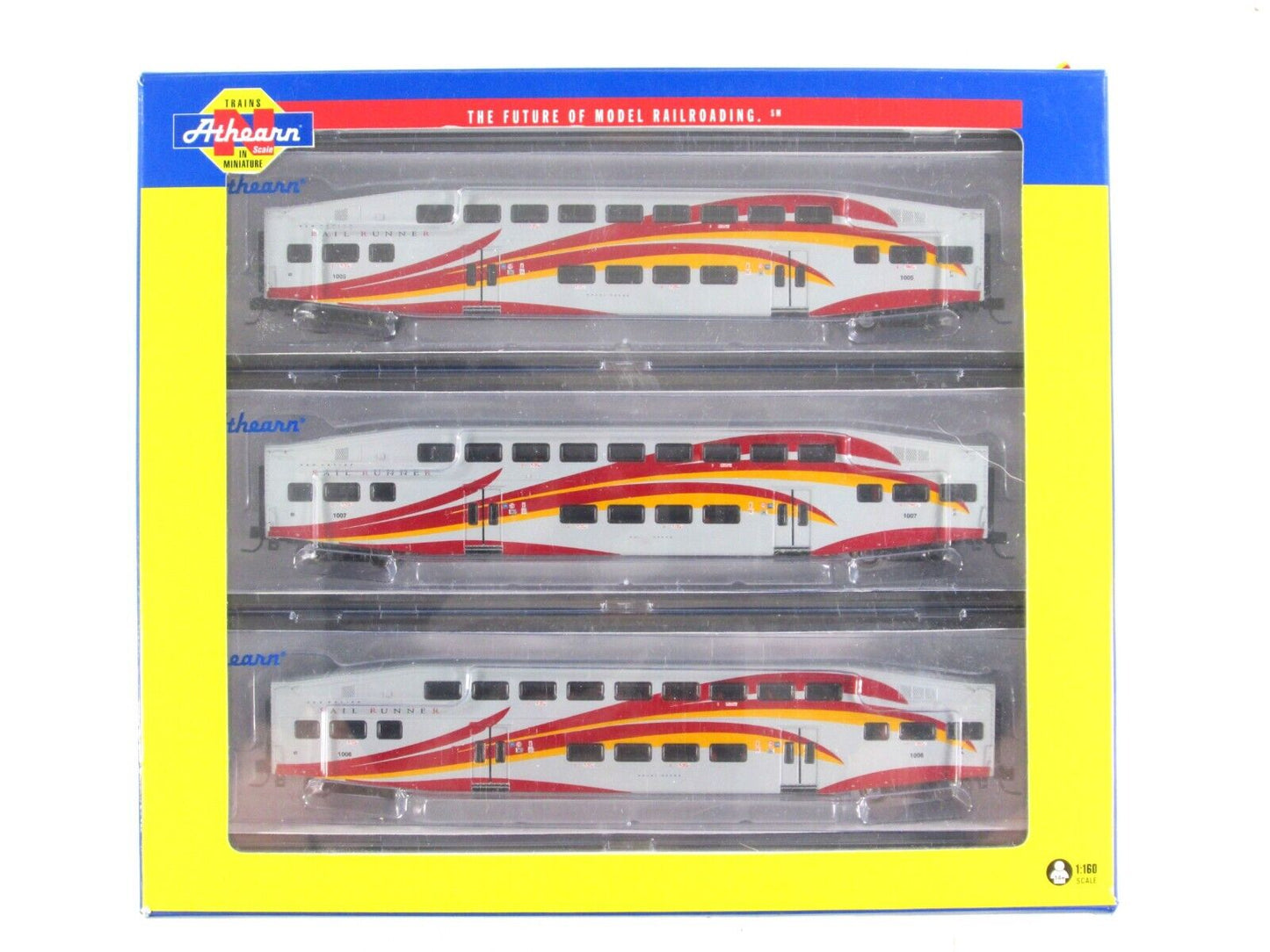 N Scale NEW MEXICO RAIL RUNNER Bombardier Coaches 1005,1006,1007 - Athearn 10176