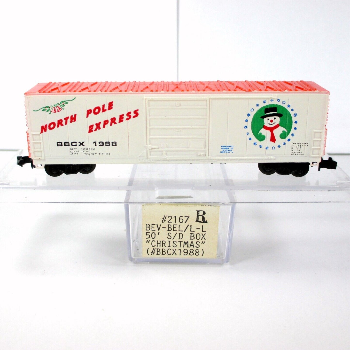 N Scale CHRISTMAS NORTH POLE EXPRESS 50' Box Car - BBCX 1988 ------ Bev-Bel 2167