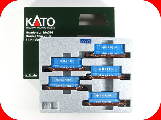 N Scale ***AOK, HANJIN*** Gunderson MAXI-I Well Stack Car #58153 - Kato 106-6156