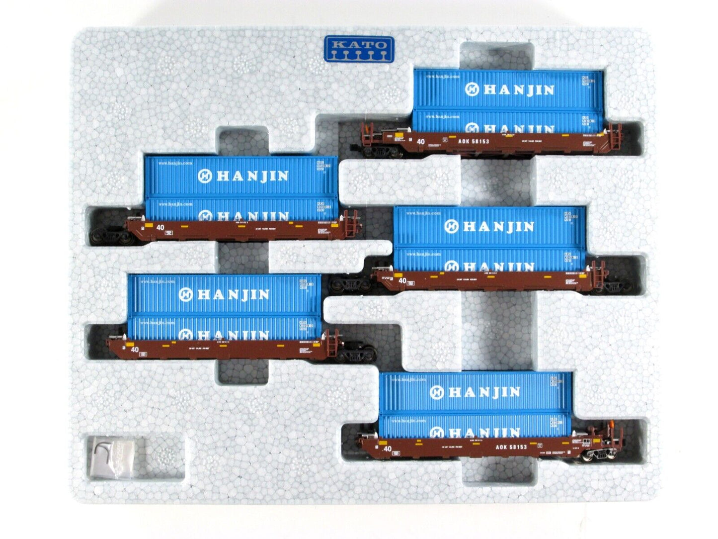 N Scale ***AOK, HANJIN*** Gunderson MAXI-I Well Stack Car #58153 - Kato 106-6156