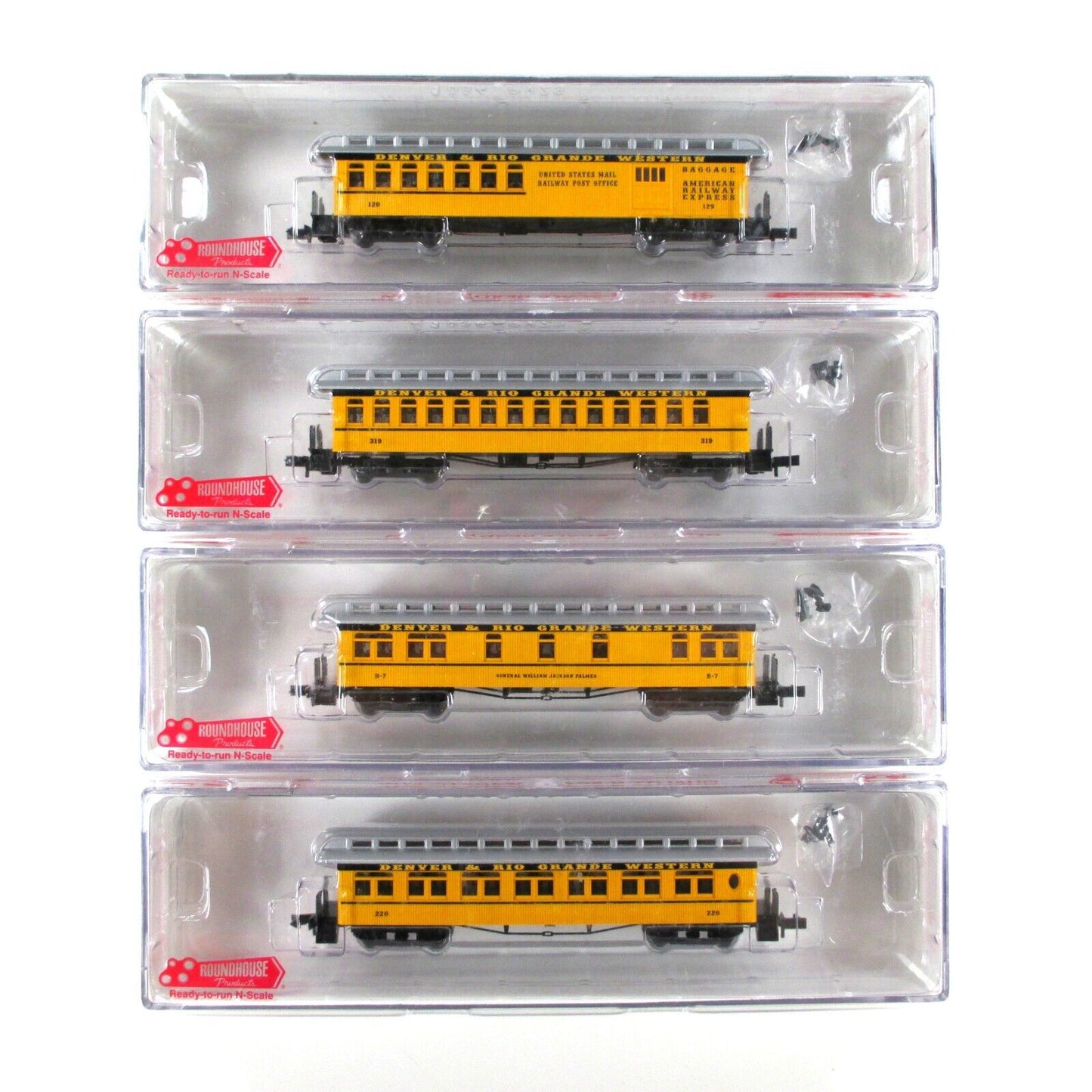 N Scale D&RGW OVERLAND *Silverton* Passenger Set -Roundhouse 89414  Knuckle Cplr