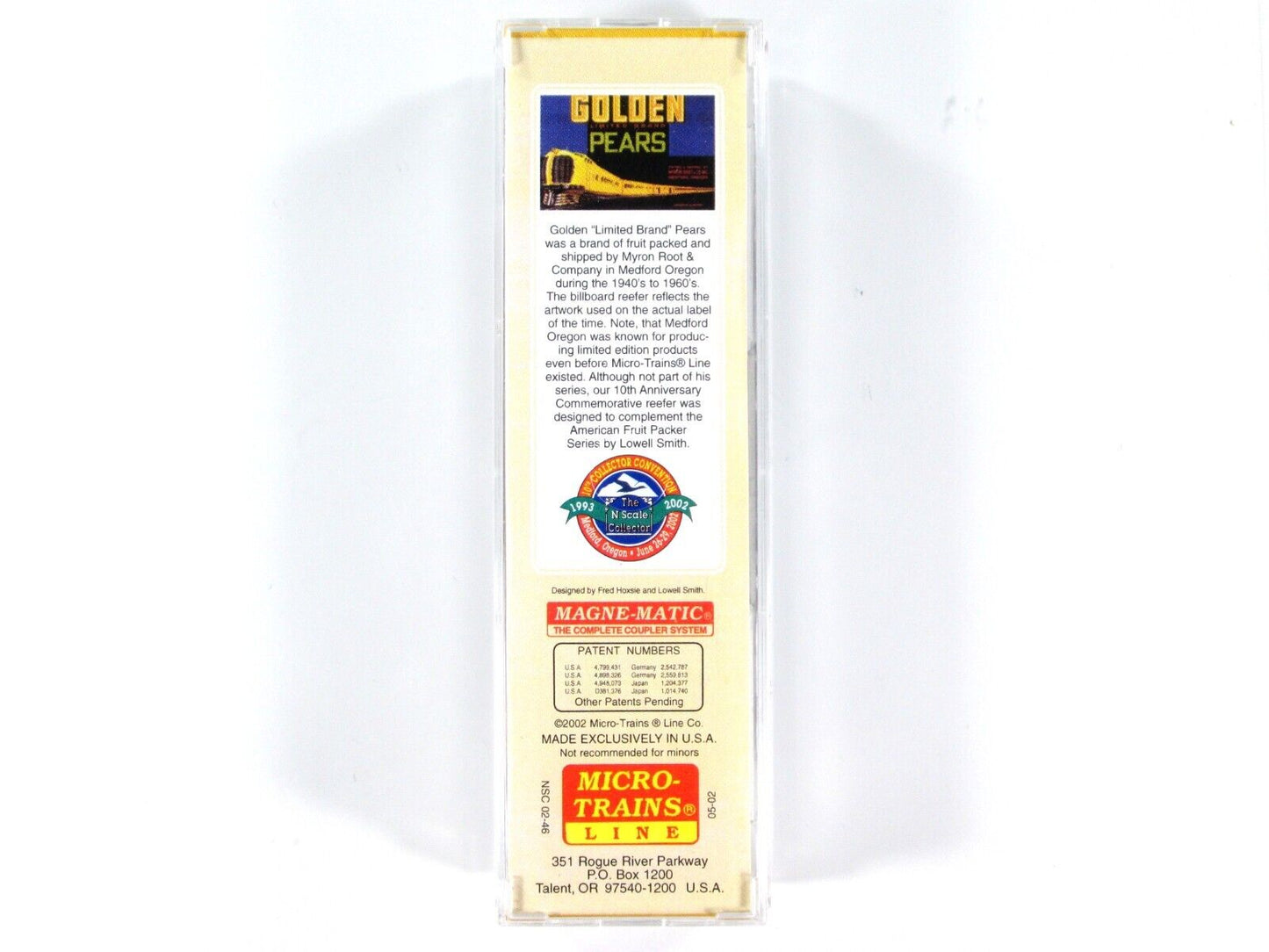 N Scale ***MEDFORD FRUIT EXPRESS** GOLDEN PEARS Reefer, MFX 62902 - Micro Trains