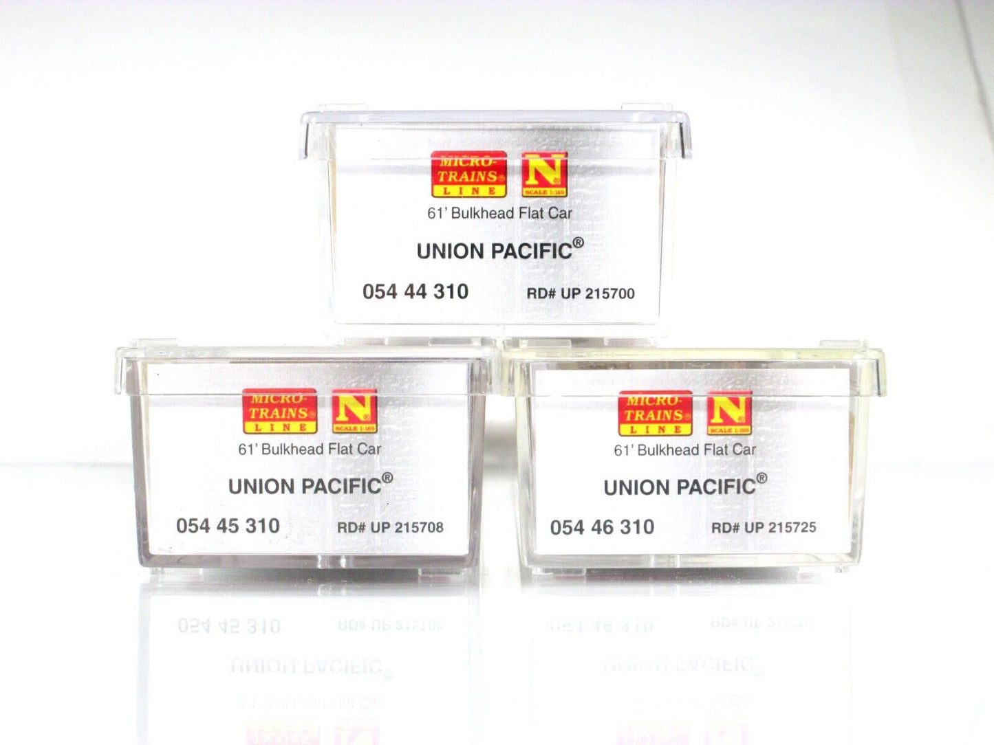 N Scale **UNION PACIFIC** Weathered 61' Bulkhead 3-Pack -- Micro Trains 98305049