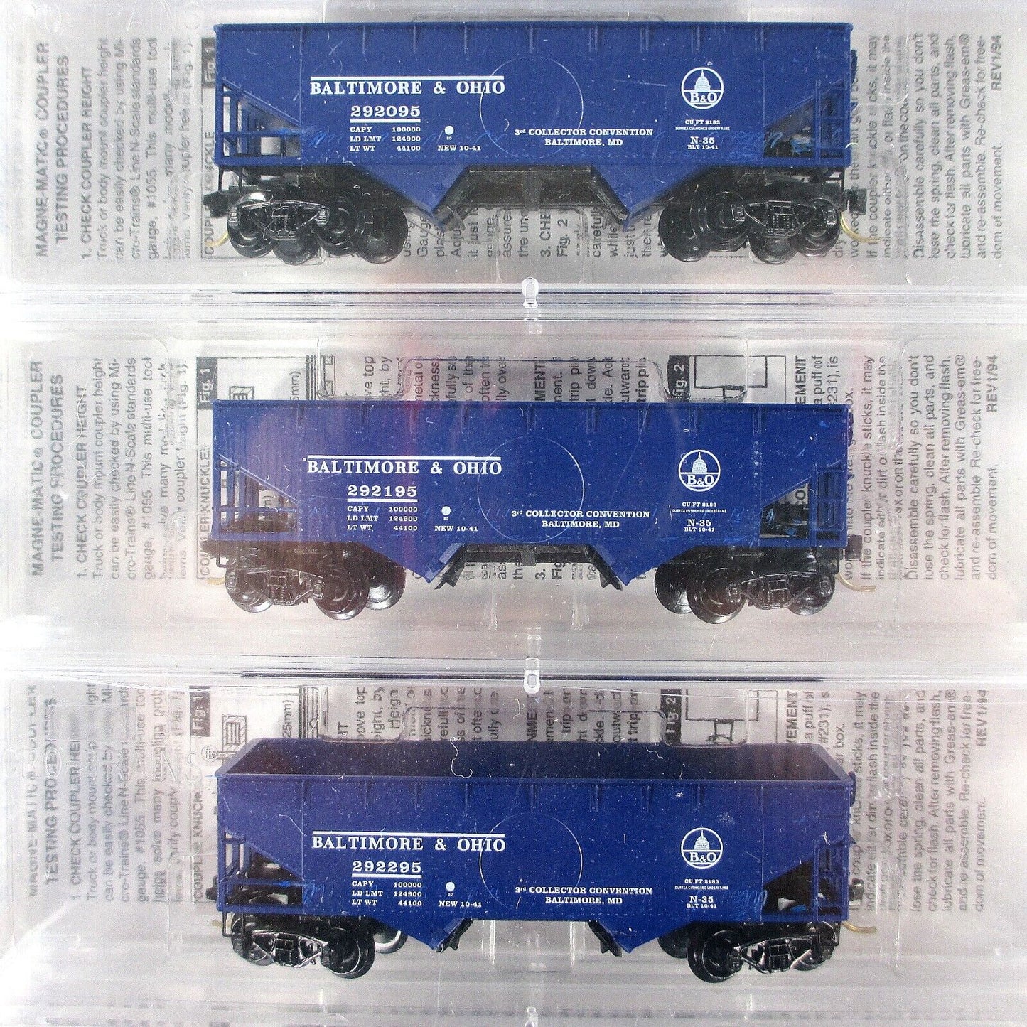 N Scale *BALTIMORE OHIO* Coal Hopper 5-Pack Set, B&O Blue - Micro Trains **RARE*
