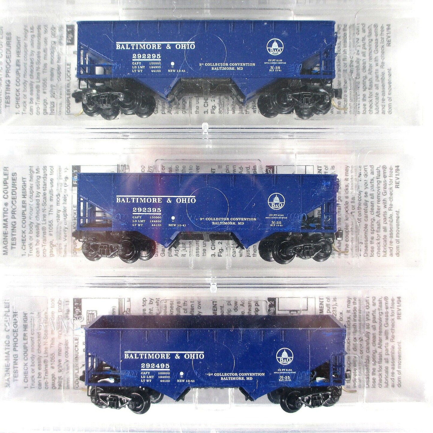 N Scale *BALTIMORE OHIO* Coal Hopper 5-Pack Set, B&O Blue - Micro Trains **RARE*