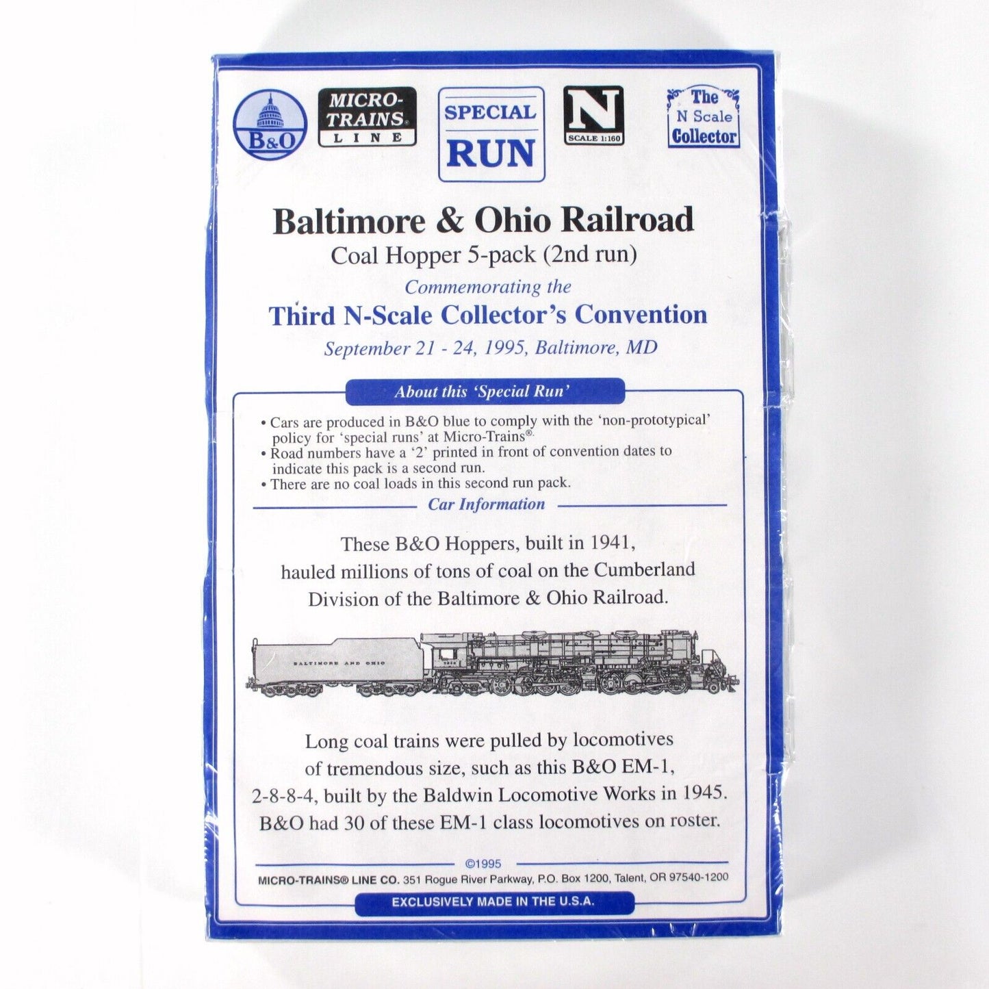 N Scale *BALTIMORE OHIO* Coal Hopper 5-Pack Set, B&O Blue - Micro Trains **RARE*