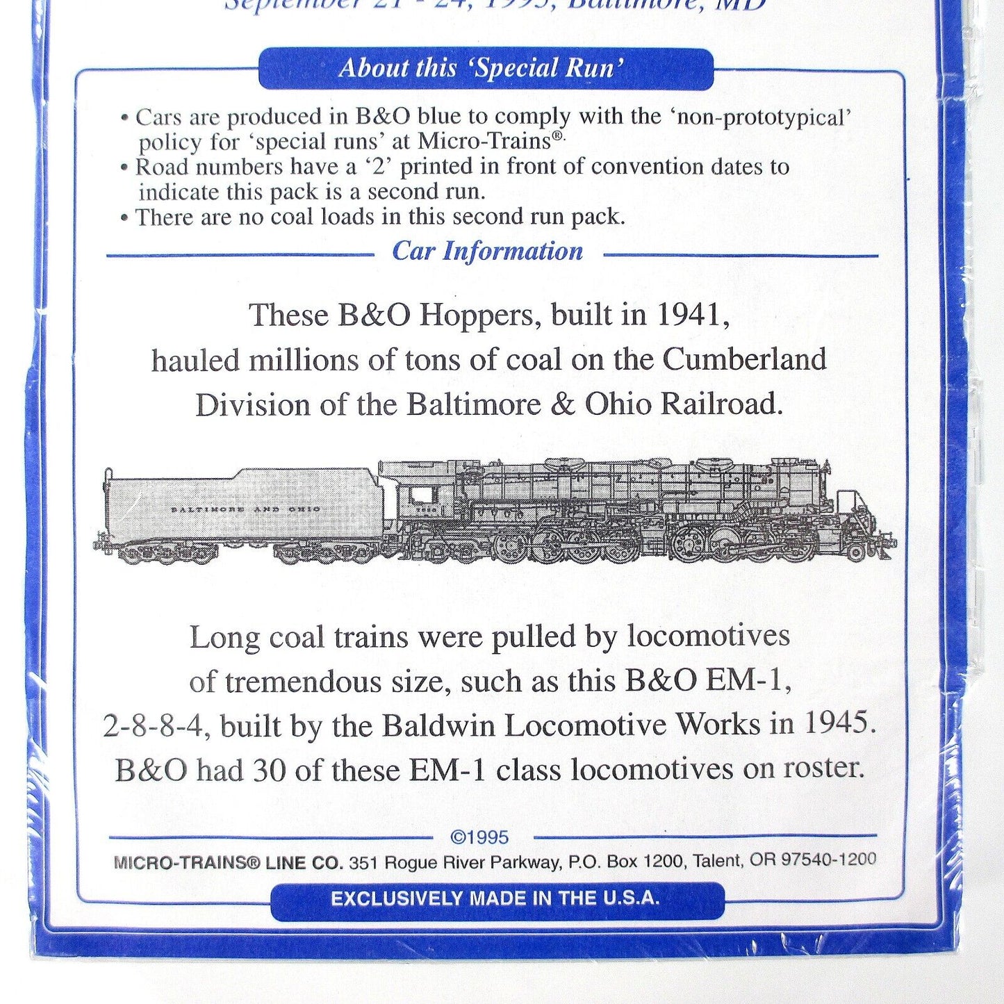 N Scale *BALTIMORE OHIO* Coal Hopper 5-Pack Set, B&O Blue - Micro Trains **RARE*