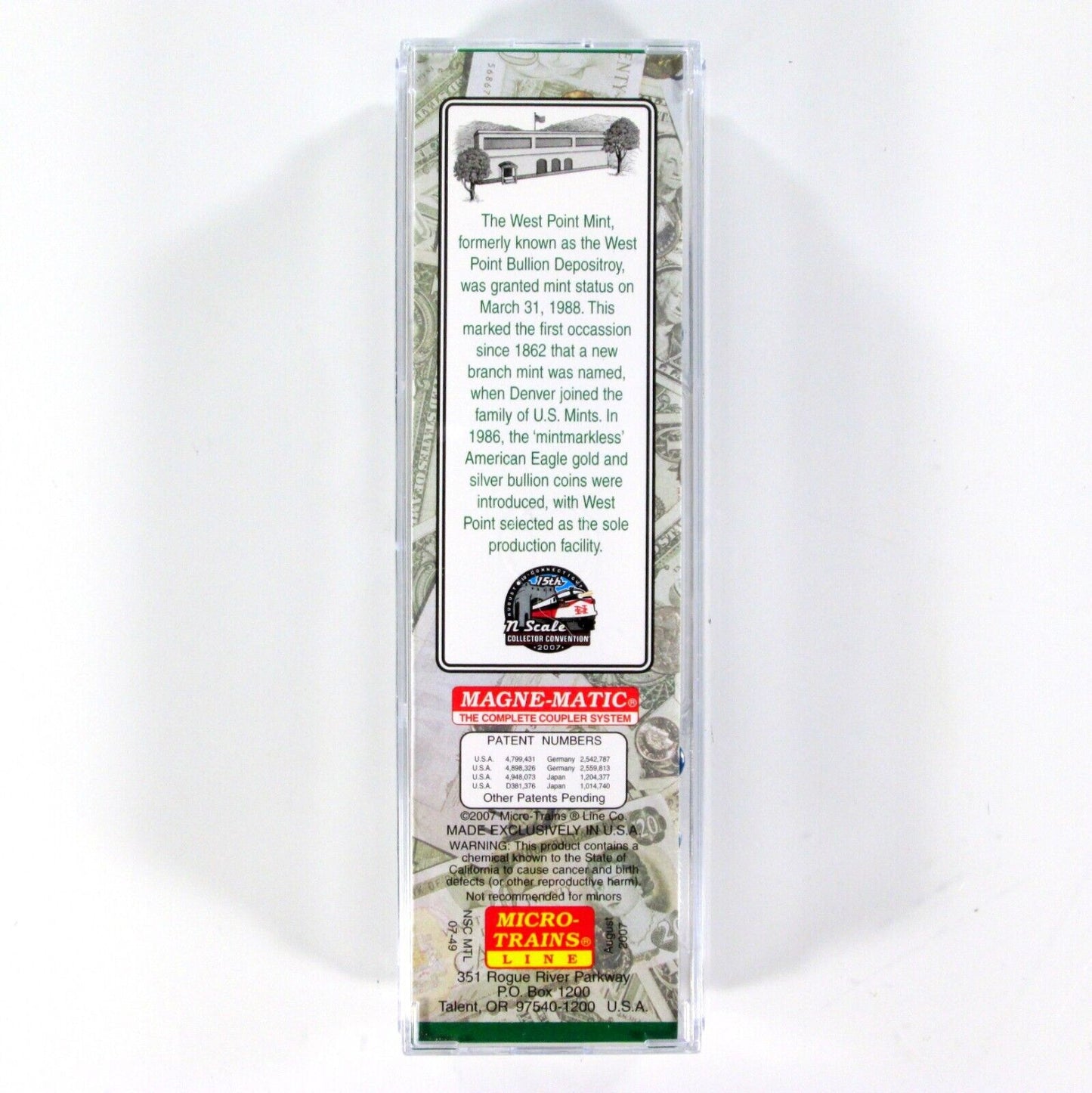 N Scale WEST POINT MINT Transparent Box Car -Micro Trains NSC Special Run *RARE