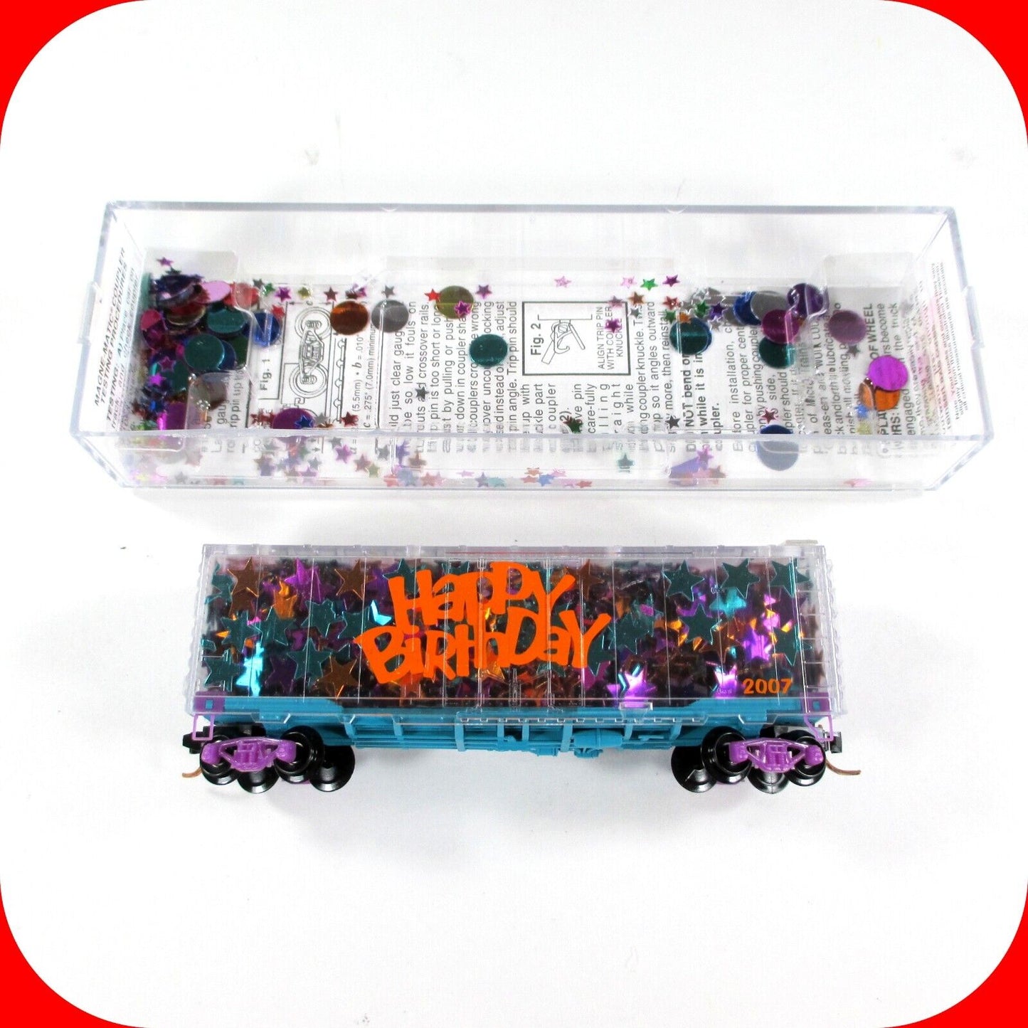 N Scale **HAPPY BIRTHDAY** Transparent Box Car w/ Glitter -Micro Trains 02100530