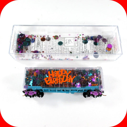 N Scale **HAPPY BIRTHDAY** Transparent Box Car w/ Glitter -Micro Trains 02100530