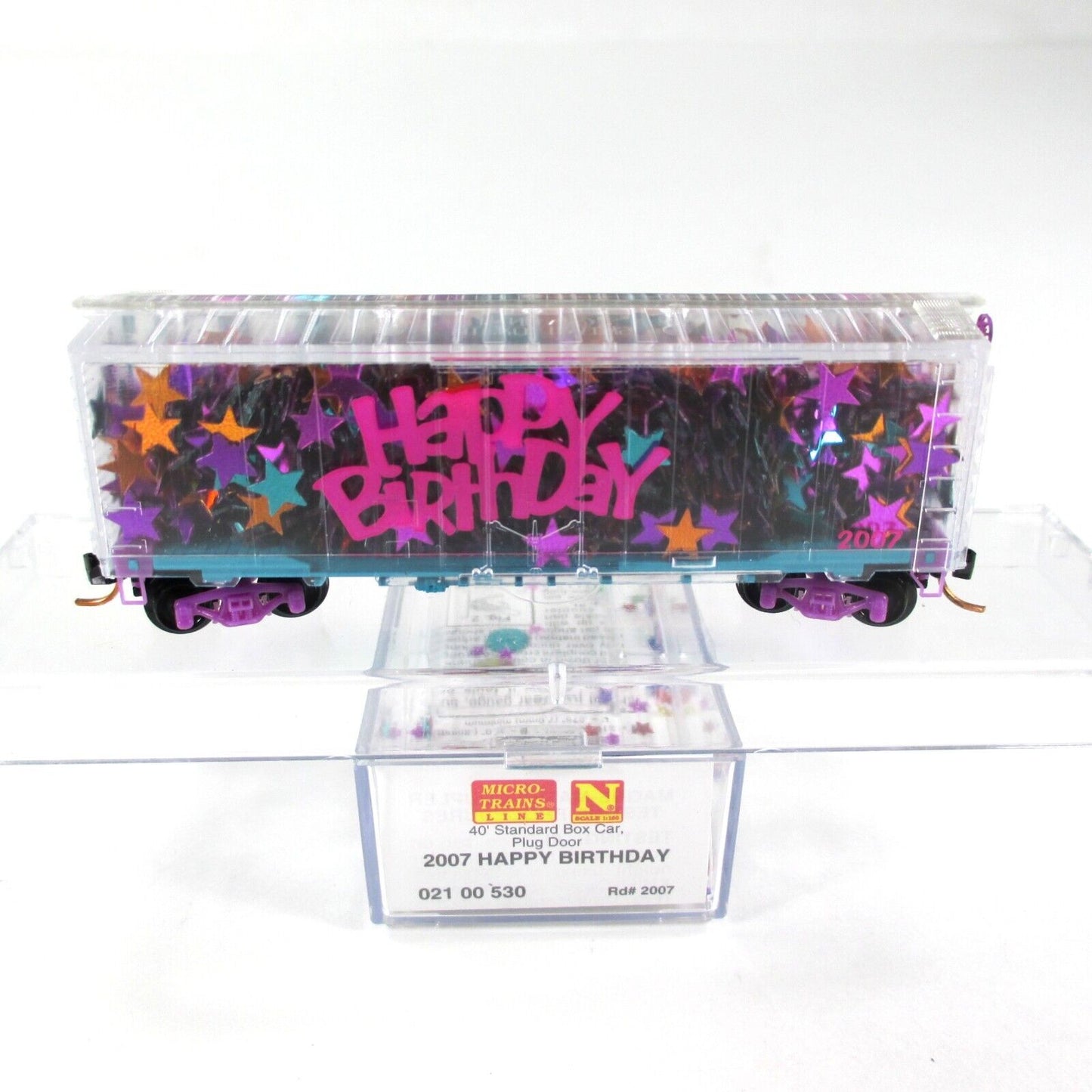 N Scale **HAPPY BIRTHDAY** Transparent Box Car w/ Glitter -Micro Trains 02100530
