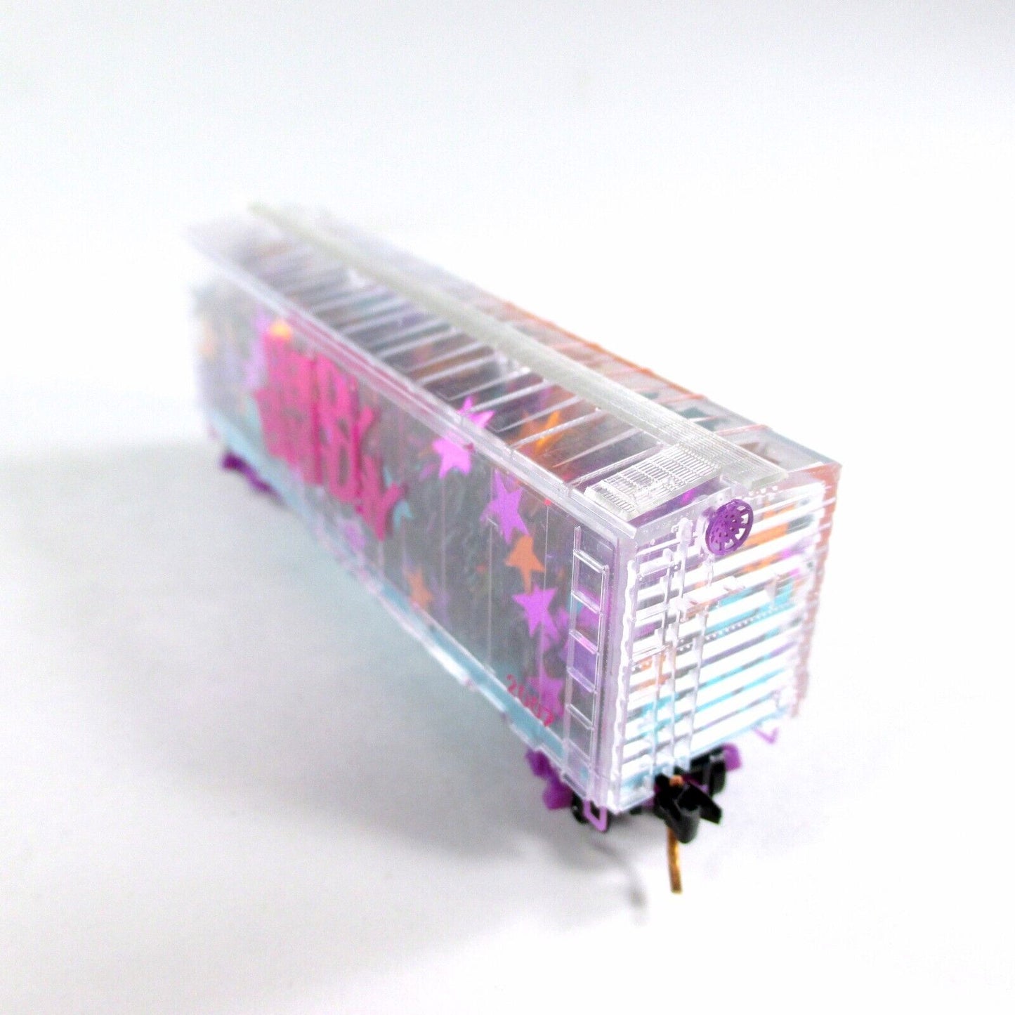 N Scale **HAPPY BIRTHDAY** Transparent Box Car w/ Glitter -Micro Trains 02100530