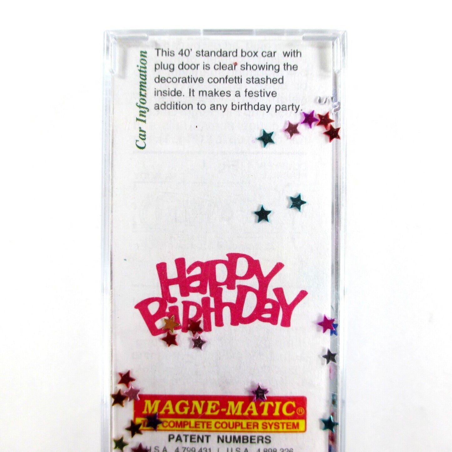 N Scale **HAPPY BIRTHDAY** Transparent Box Car w/ Glitter -Micro Trains 02100530