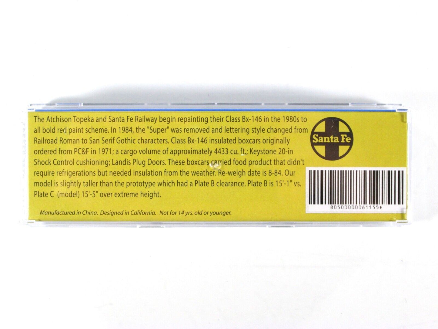 N Scale **SANTA FE** 50' Shock Control Box Car 8-Pack Set, WHEELS of TIME *RARE*