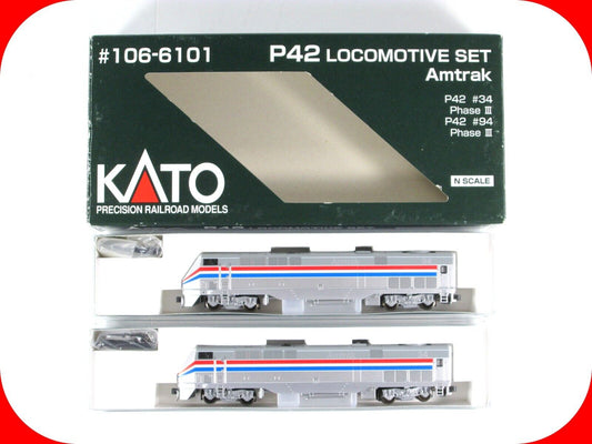N Scale ***AMTRAK*** Phase III P42 Locomotive Set #34,94 -Kato 176-6101, DCC Rdy