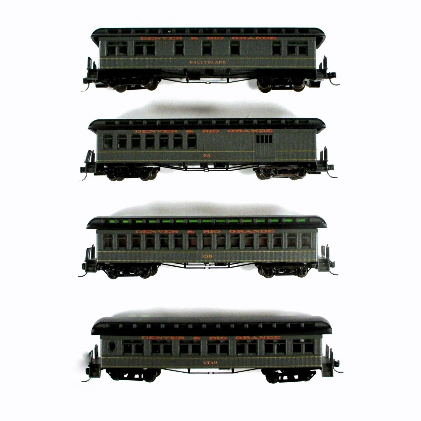 N Scale D&RGW / Denver Rio Grande Overland Passenger 4-Car Set --- Athearn 11853