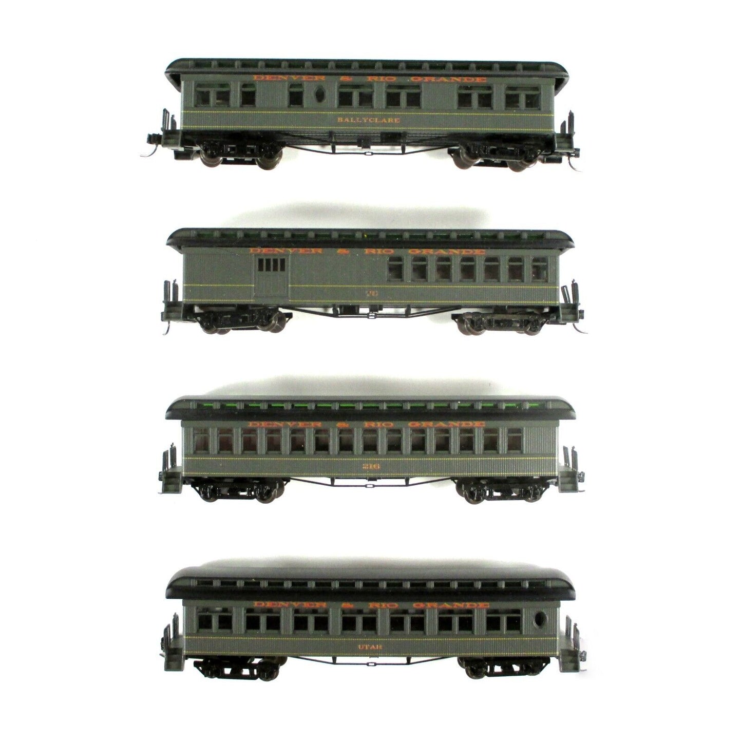N Scale D&RGW / Denver Rio Grande Overland Passenger 4-Car Set --- Athearn 11853