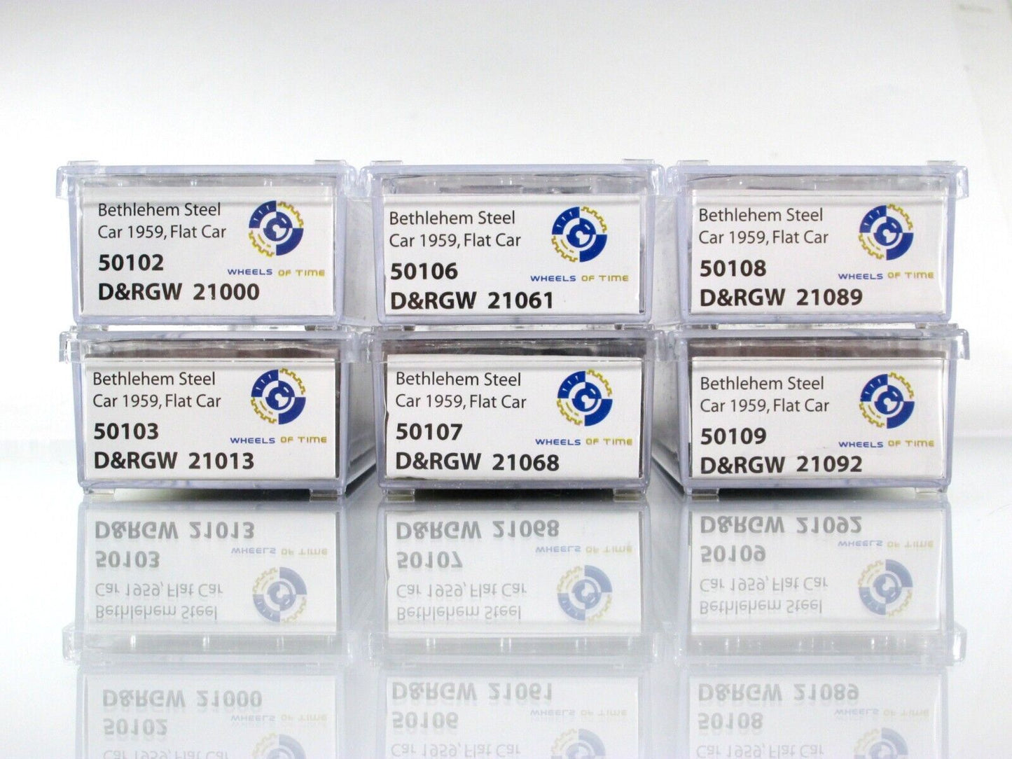 N Scale *DENVER RIO GRANDE* 53'-6" Flat Car 6-Pack Set - WHEELS of TIME **RARE**