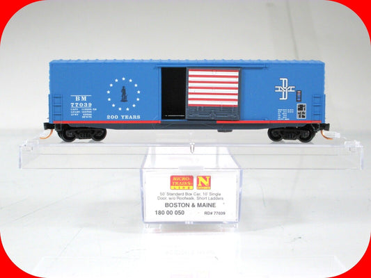 N Scale ***BOSTON & MAINE*** BICENTENNIAL 50' Box Car ---- Micro Trains 18000050