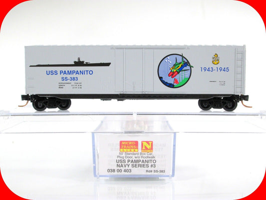 N Scale USS **PAMPANITO** US Navy Series 50' Box Car ----- Micro Trains 03800403