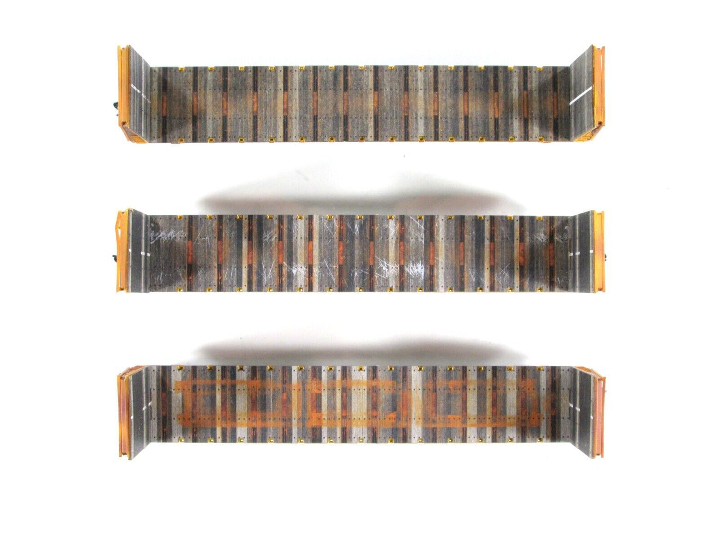 N Scale TTX WEATHERED 61' Bulkhead Flat Car 3-Pack Set - Micro Trains 993 05 560