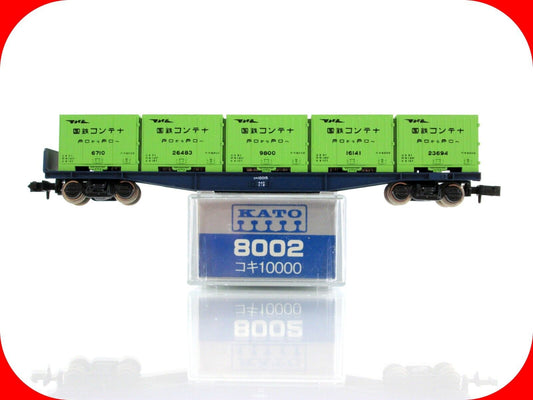 N Scale ***JAPAN*** Containers on Flat Car -- JNR #10015 ----- Kato 8002 / 10000