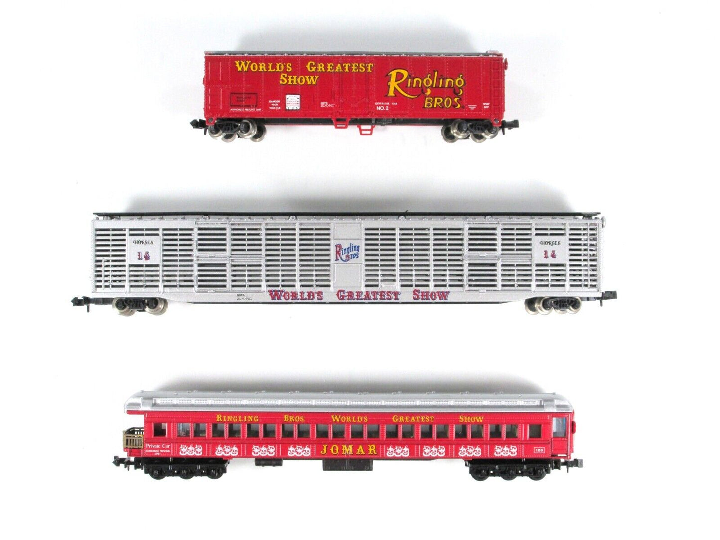 N Scale ***RINGLING Bros.*** 3-Car *CIRCUS* Set, Custom by AK-SAR-BEN ***RARE***