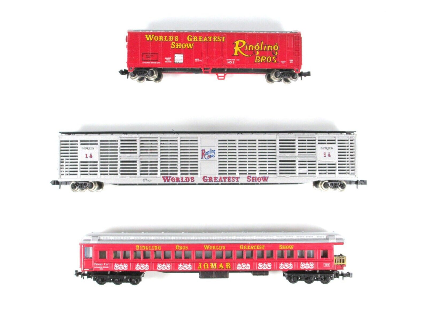 N Scale ***RINGLING Bros.*** 3-Car *CIRCUS* Set, Custom by AK-SAR-BEN ***RARE***
