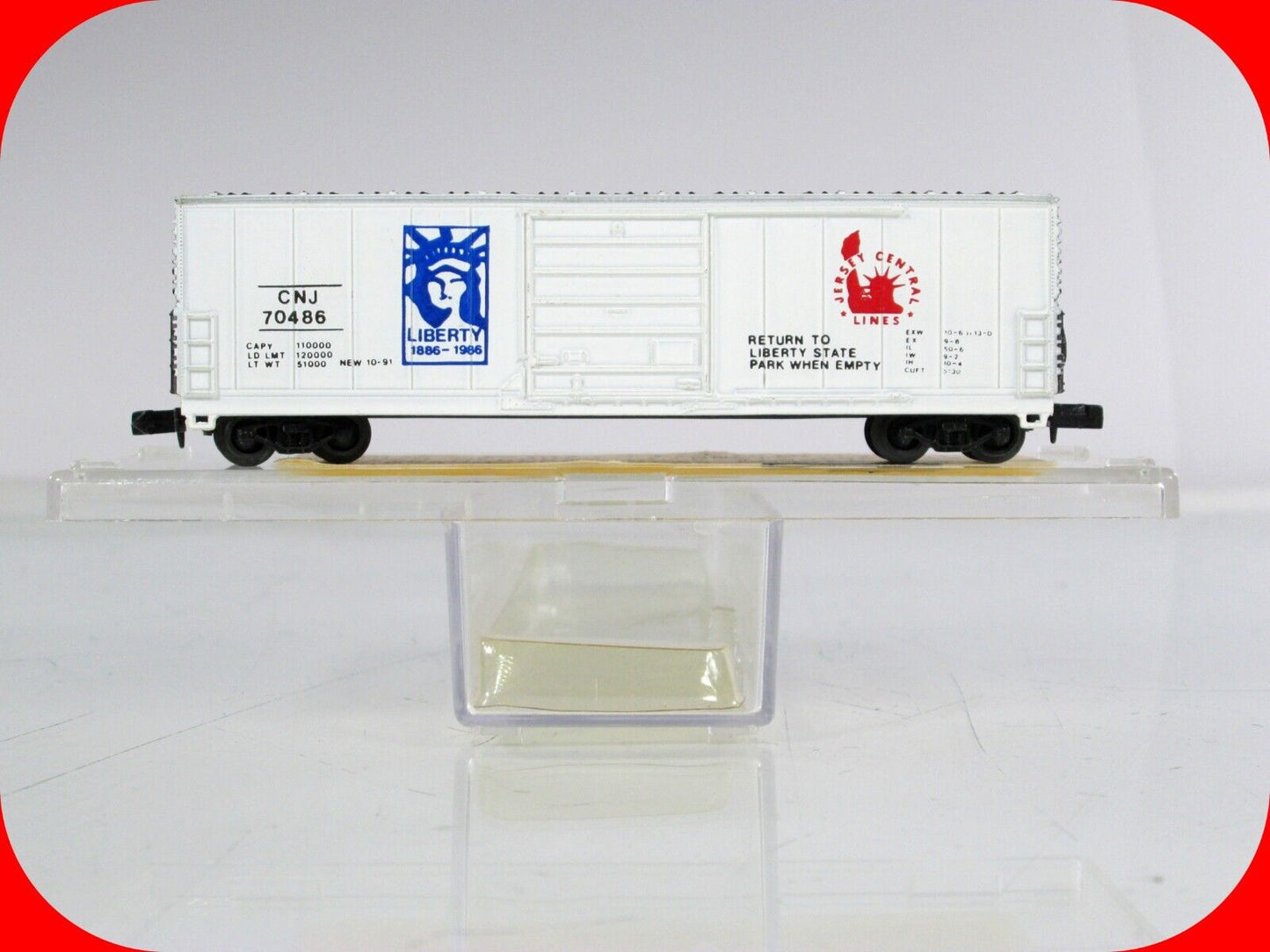 N Scale ***STATUE of LIBERTY*** 4th of July Box Car, CNJ 70486 ---- Bev-Bel 2189