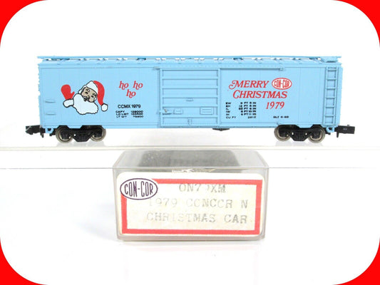 N Scale *MERRY CHRISTMAS* & Santa, Single Door 50' Box Car 1979 - Con-Cor 0N79XM