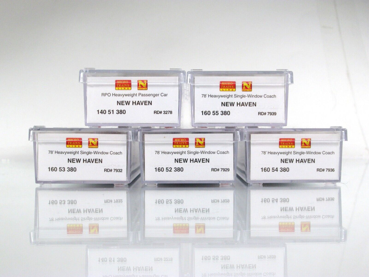 N Scale NEW HAVEN Heavyweight Passenger Car 5-Pack Set - Micro Trains 99302110