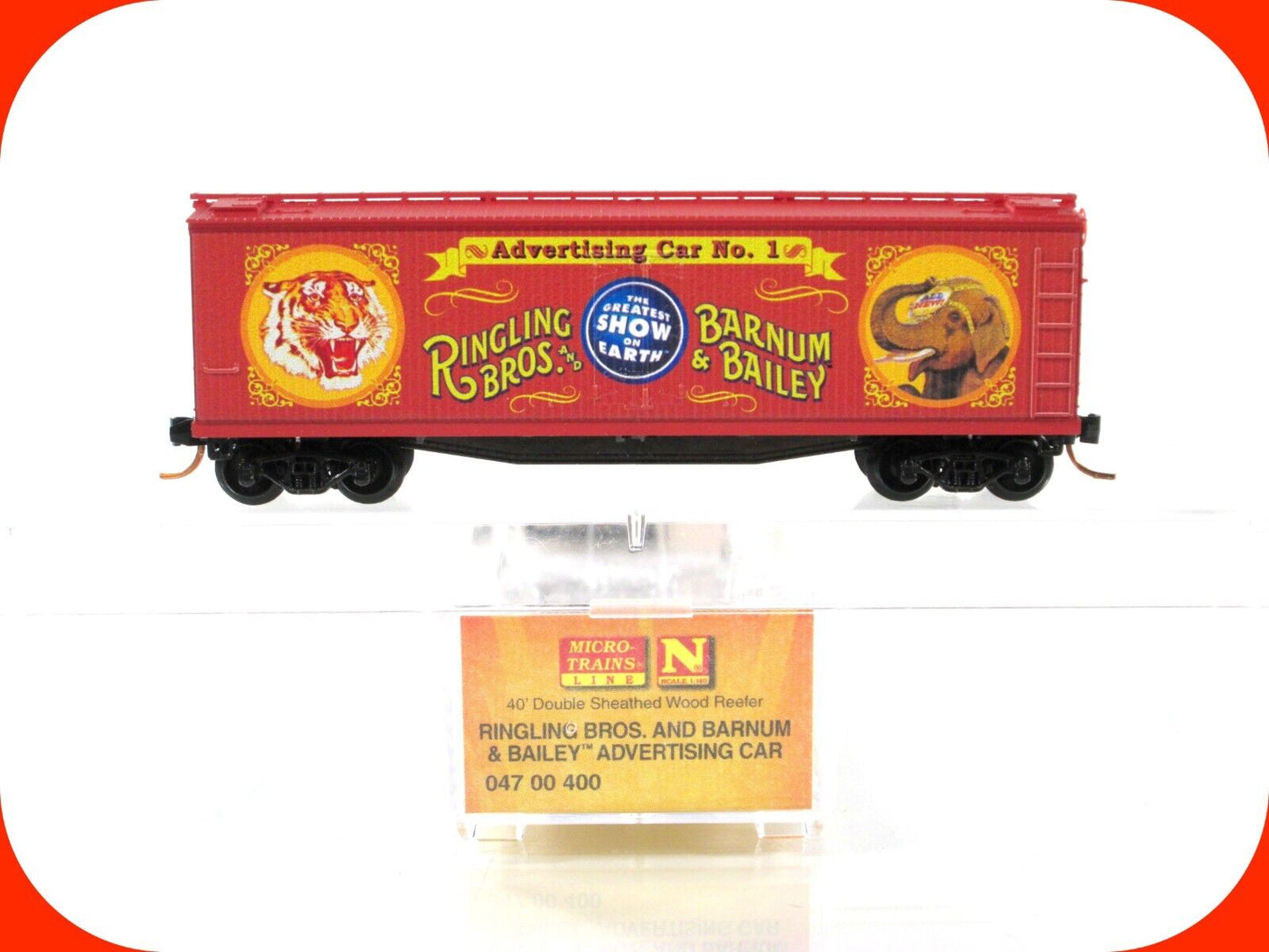 N Scale ***RINGLING CIRCUS*** Advertising Box Car #1 ----- Micro Trains 04700400