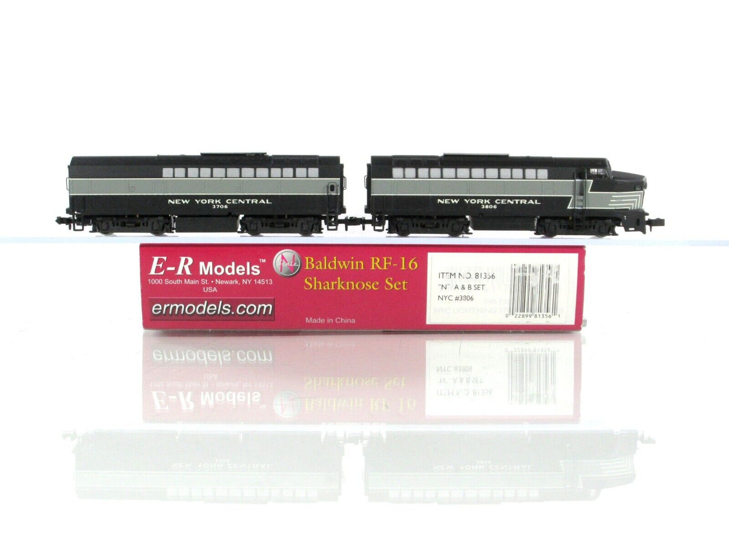 N Scale ***NYC*** RF-16 Sharknose AB Set #3806,3706 -- E-R Models 81356, DCC Rdy