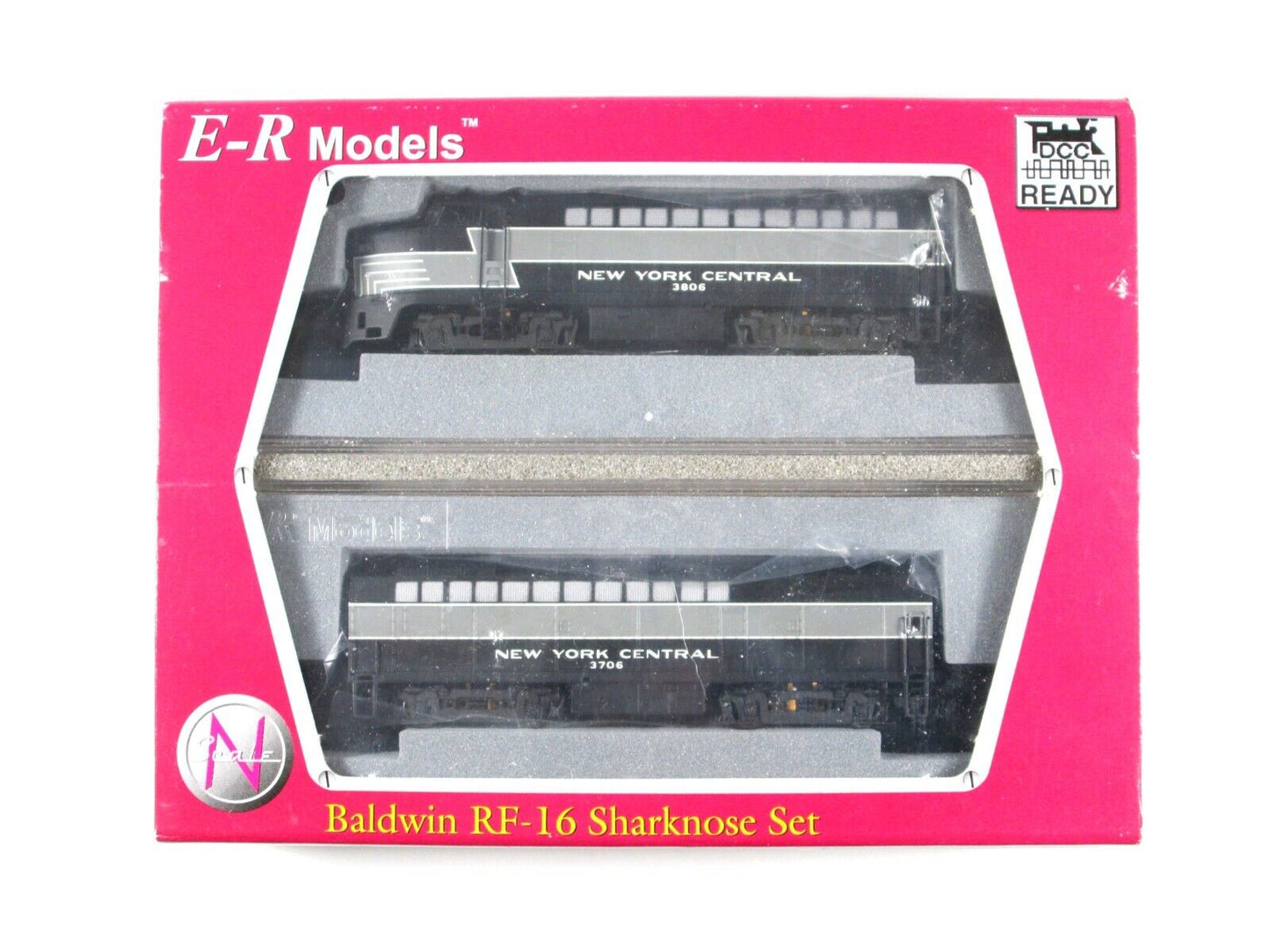 N Scale ***NYC*** RF-16 Sharknose AB Set #3806,3706 -- E-R Models 81356, DCC Rdy