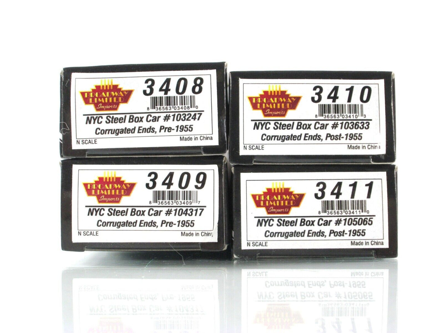 N Scale ***NEW YORK CENTRAL*** Post-1955 Steel Box Car 4-Pack - Broadway Limited