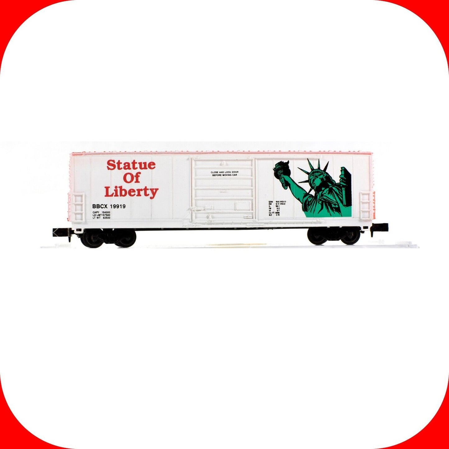 N Scale STATUE of LIBERTY Patriotic 50' Box Car -- BBCX 19919 ---  Bev-Bel 22009