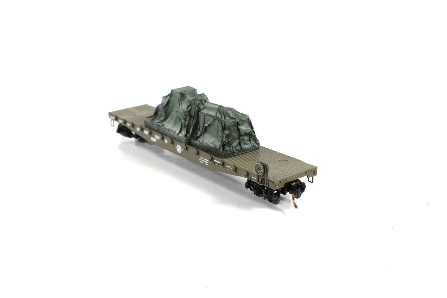 N Scale *US ARMY* 50' Flat Car w/ Military Load, USAX 38065 - Micro Trains 45180