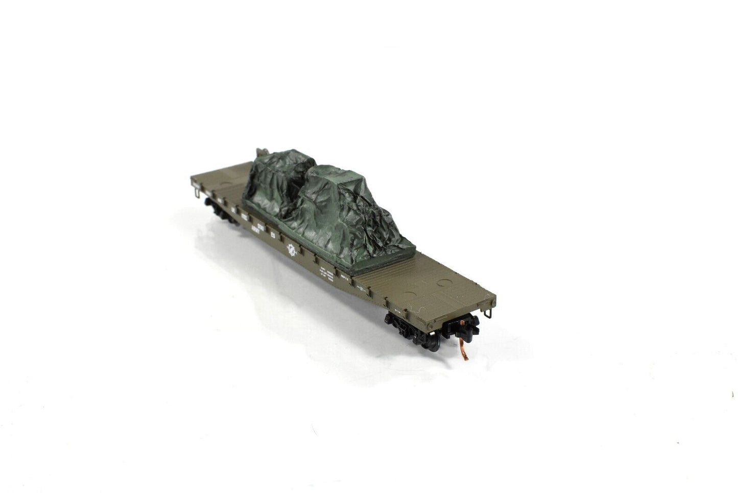 N Scale *US ARMY* 50' Flat Car w/ Military Load, USAX 38065 - Micro Trains 45180
