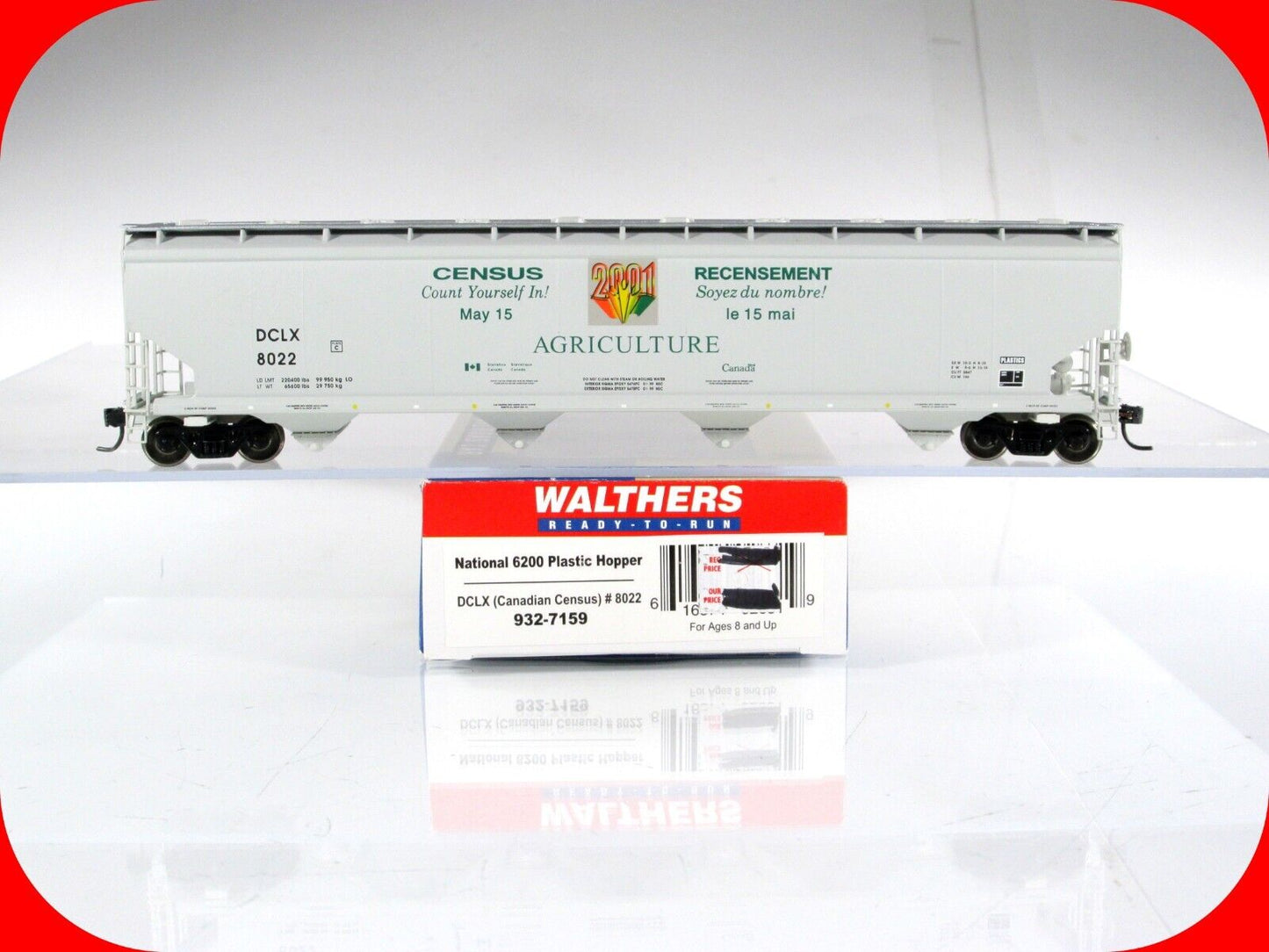 HO Scale 2001 *CANADIAN CENSUS* Agriculture 4-Bay Hopper 8022 -Walthers 932-7159