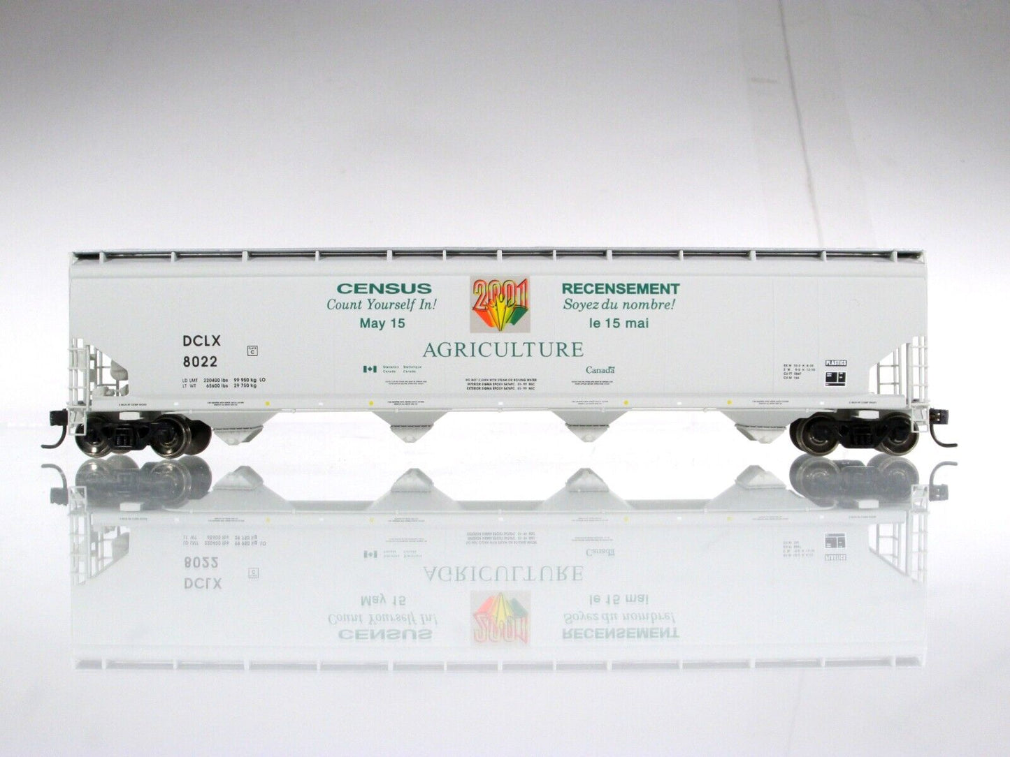 HO Scale 2001 *CANADIAN CENSUS* Agriculture 4-Bay Hopper 8022 -Walthers 932-7159
