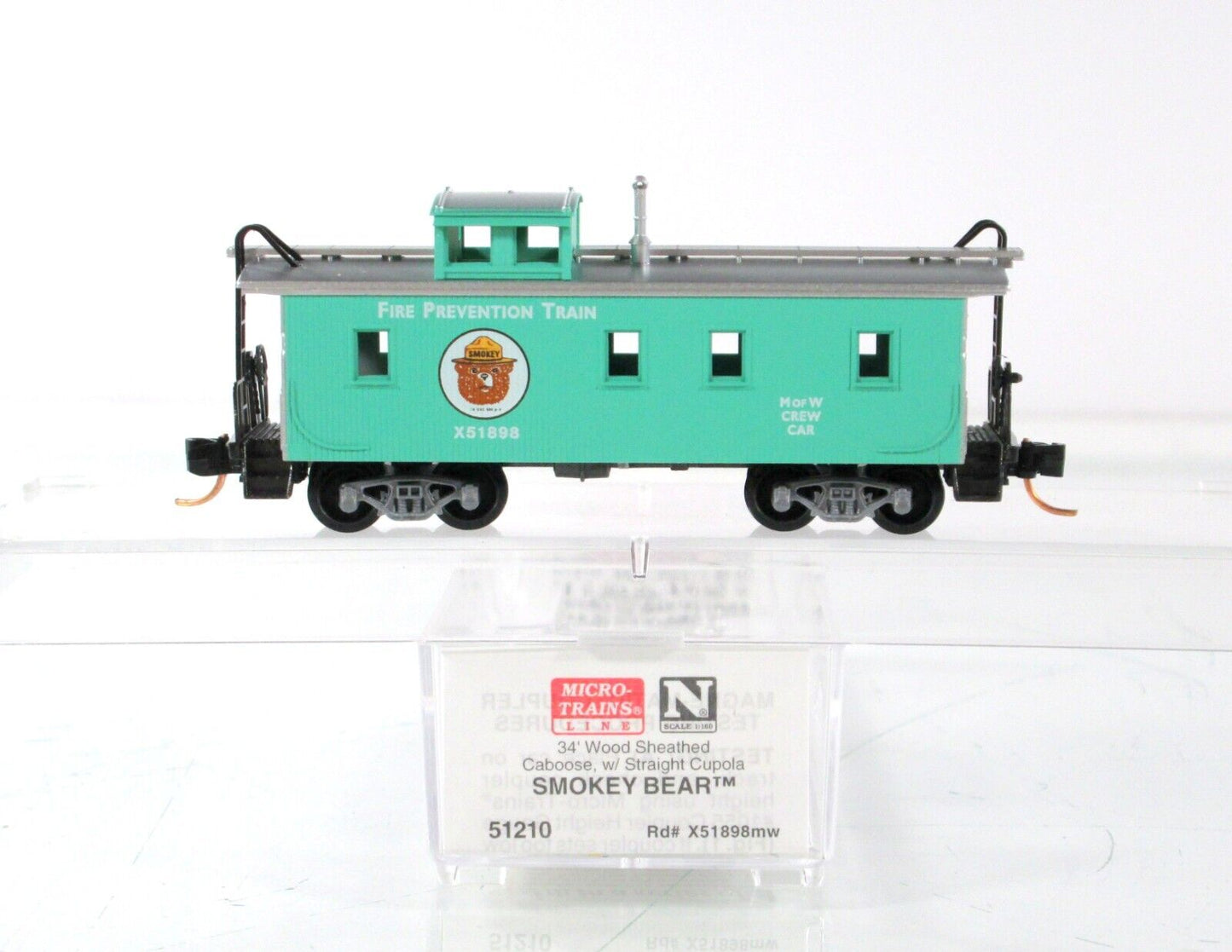 N Scale ***SMOKEY BEAR*** MoW Fire Prevention Crew Caboose -- Micro Trains 51210