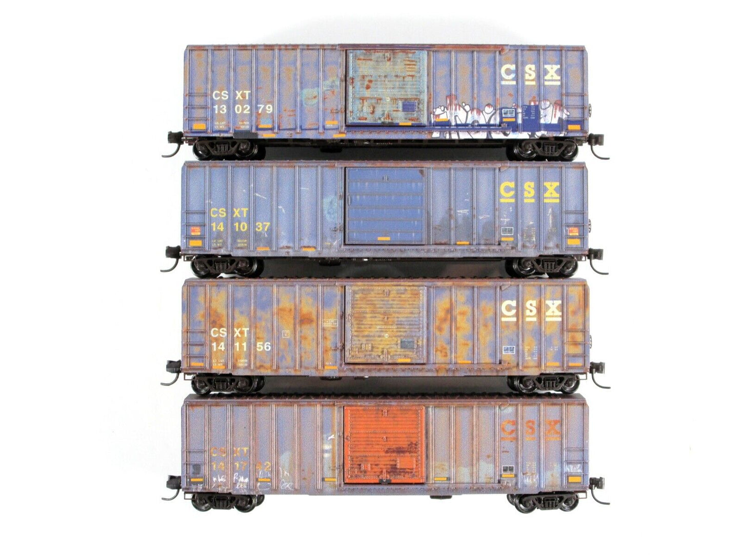 N Scale *CSX* Weathered & Graffiti 50' Box Car 4-Pack Set -Micro Trains 99305980