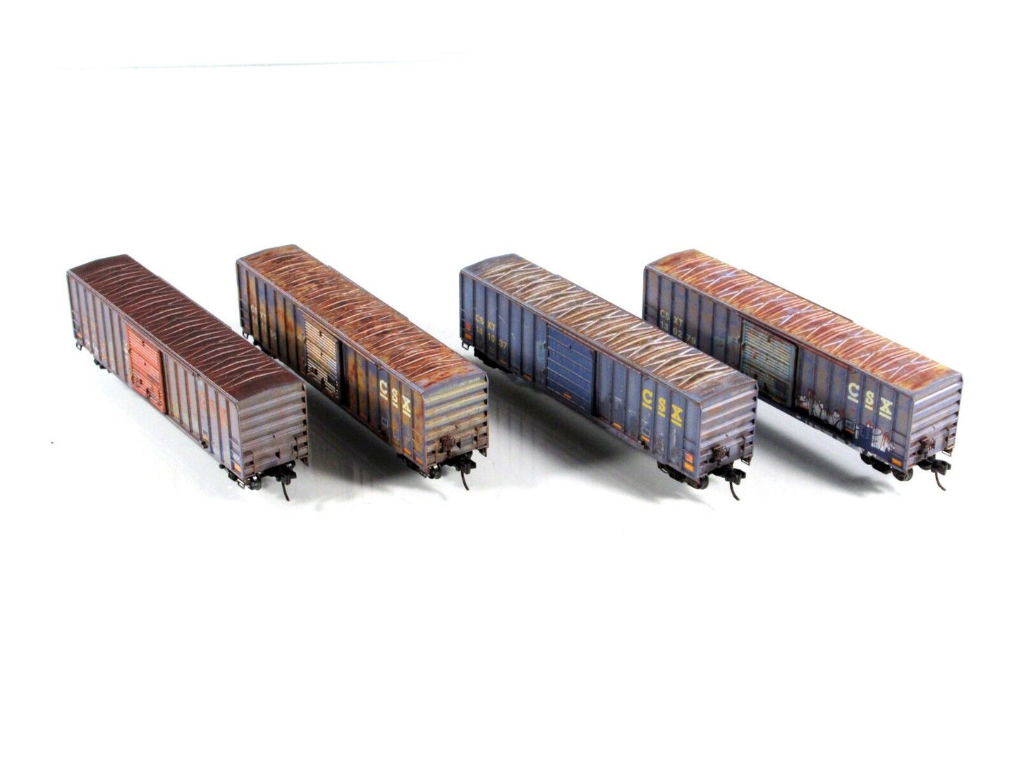 N Scale *CSX* Weathered & Graffiti 50' Box Car 4-Pack Set -Micro Trains 99305980
