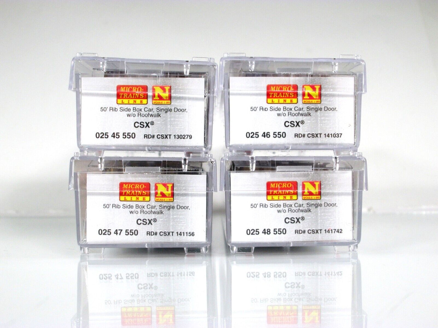 N Scale *CSX* Weathered & Graffiti 50' Box Car 4-Pack Set -Micro Trains 99305980