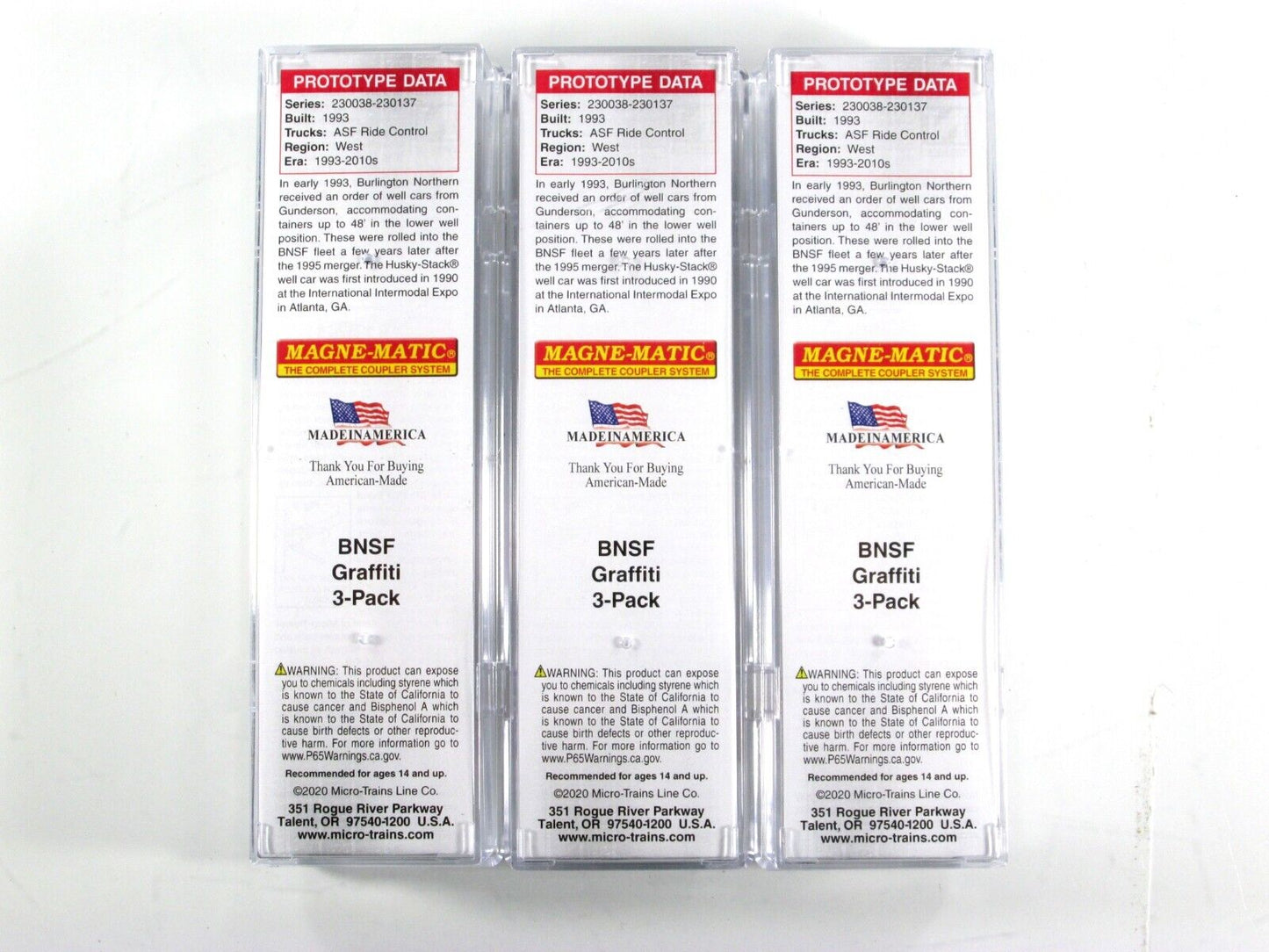N Scale **BNSF** Weathered & Graffiti 70' Well Car 3-Set - Micro Trains 99305780