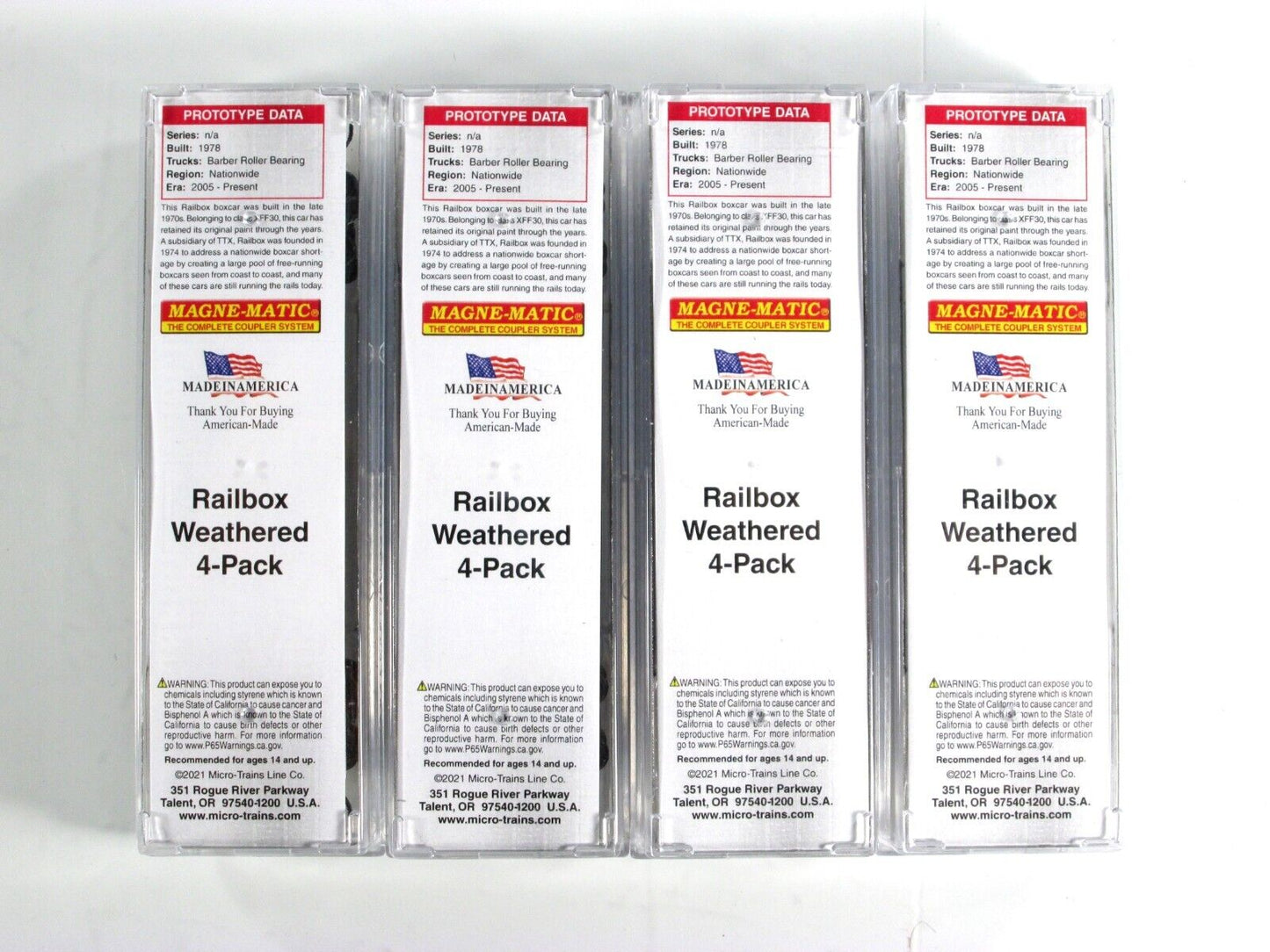 N Scale **RAILBOX** Weathered & Graffiti Box Car 4-Pack -- Micro Trains 99305910