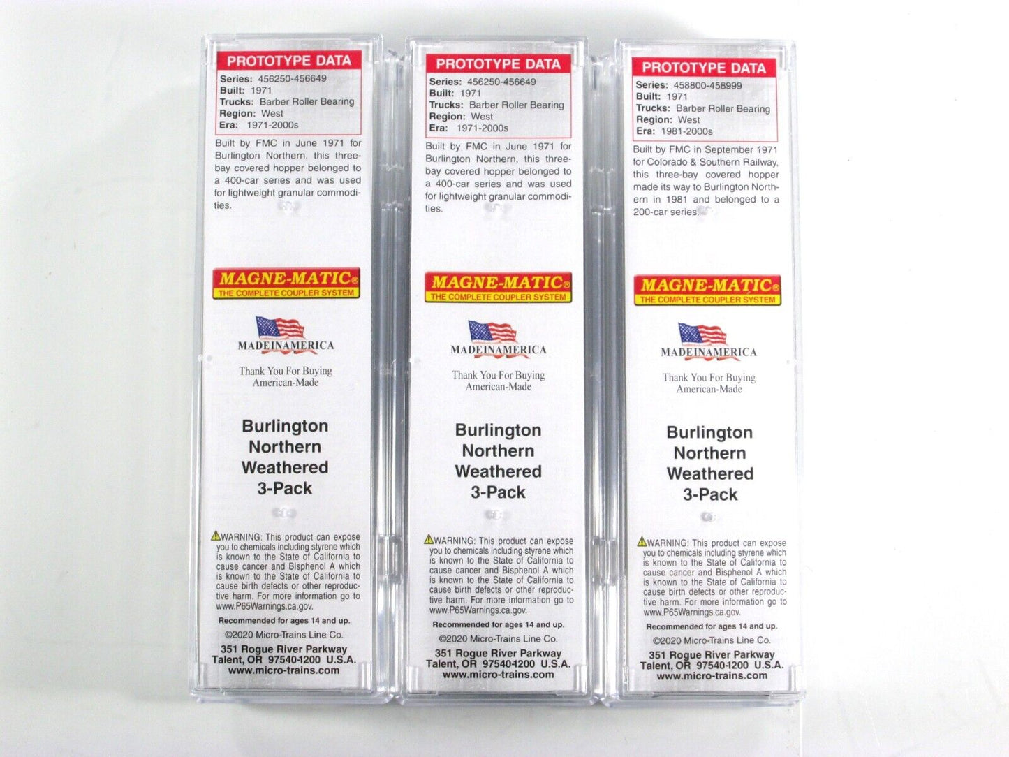 N Scale **BURLINGTON NORTHERN** Weathered Hopper 3-Set --- Micro Trains 99305680