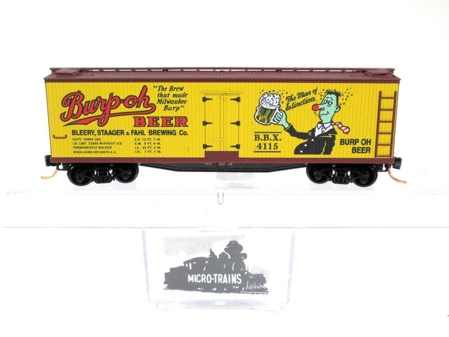 N Scale BURP-OH BEER 40' Wood Ice Reefer -- BBX 4115 --  Micro Trains 04700100